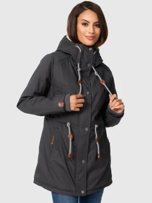 Navahoo Ireliaa Dames Parka – Windafstotende winterjas met teddyvoering en capuchon – Antraciet