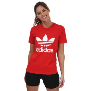 Women’s adidas Originals Adicolor Classics Trefoil T-Shirt in Red