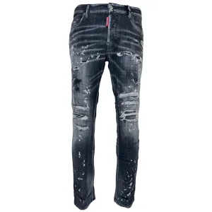 Dsquared2 Skater Jean Versterkte gescheurde jeans met verfspatten en zwarte wassing