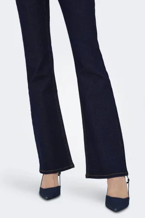 JDY high waist flared jeans dark blue denim