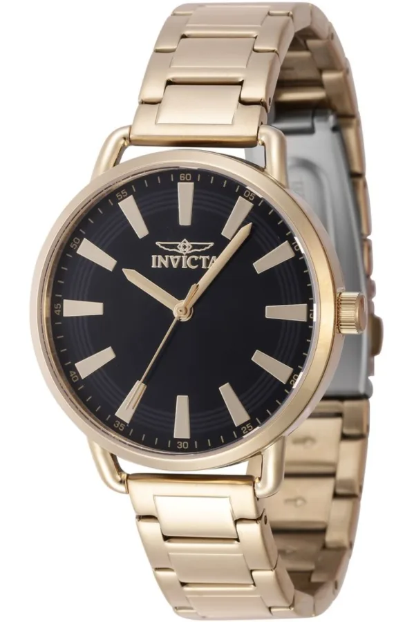 Invicta Wildflower 47322 Dames Horloge – Quartz Uurwerk – Roestvrij Staal met zwarte Wijzerplaat – 38mm