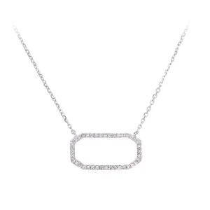 9ct witgouden diamanten hangerketting in zeshoekig ontwerp