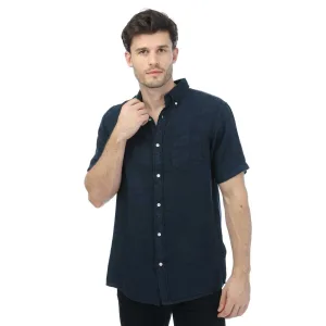 Men’s Gant Regular Ut Garment Dyed Linen Shirt in Navy