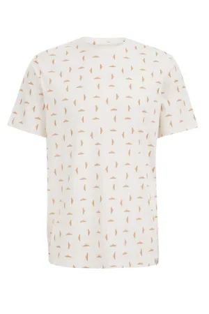 WE Fashion – Heren T-shirt met dessin – Slim Fit – Gebroken wit – Katoen –