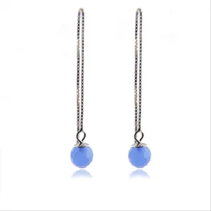 Luxenter, 925 sterling zilver en gerhodineerd aquamarijn blauwe hydrothermale kwarts oorbellen