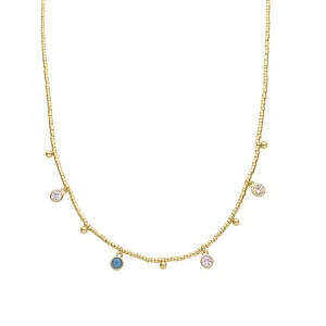 Luxenter Sterling Zilver 925 collier met Multicolour Zirkonia afgewerkt in 18K geel goud – Mali