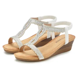 Vivance Sandaaltjes Zomerschoen Sandaal, zomerschoen met glinsterdetails en elastische bandjes VEGAN