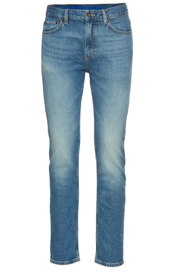 HUGO Blue Slim fit jeans Ash met stone-washed-finish