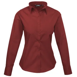 Premier Dames/Dames Popeline Blouse met Lange Mouwen (Bourgondië)