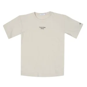 Boy’s Calvin Klein Junior Relaxed Logo T-Shirt in Beige