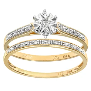 9ct geelgouden 0,05 ct diamanten bruidssetring