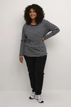 T-shirt met lange mouwen Loose fit Midnight / Antique White