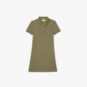 Meisjes Lacoste Juniors Piqué Polo Dress in Khaki