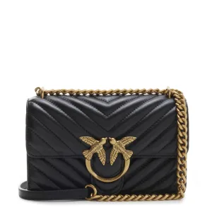 Pinko Love – dames  Crossbody Tas van leer – Zwart