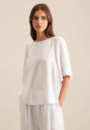 seidensticker Shirtblouse Zwarte roos Korte mouwen ronde hals uni