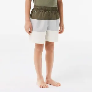 Jongens Lacoste Juniors Colour Block Taffeta Zwembroek in Groen