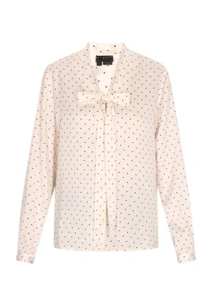 Dreimaster Blouse Dames Wol Wit Gestippeld