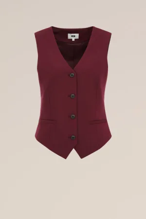 WE Fashion – Dames getailleerde gilet – Bordeauxrood –