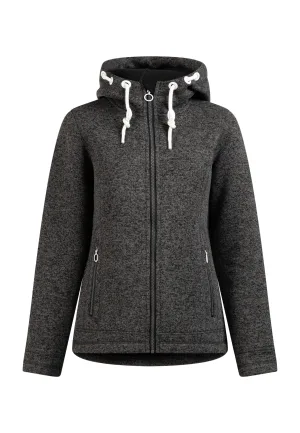 Dreimaster Gebreide fleece jas Dames grijs melange