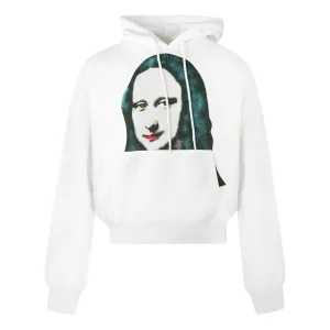 Gebroken witte Mona Lisa print logo witte hoodie