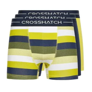 Crosshatch Heren Avocet Boxershorts (Set van 3) (Geel/Navy/Wit)