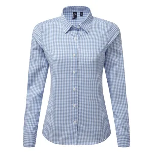 Premier Dames/dames Maxton Check Shirt met lange mouwen (Lichtblauw/Wit)
