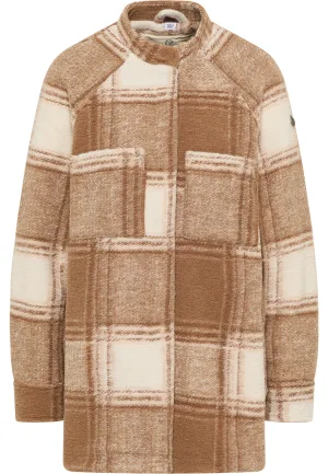 Dreimaster Tussenjas gemaakt van een wolmix tuxe Dames Geruit beige bruin