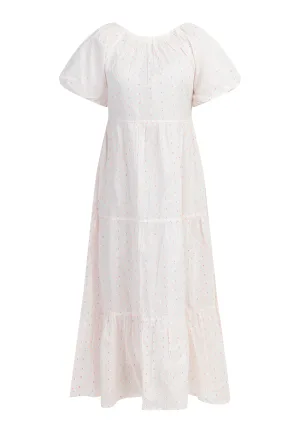 Mymo Maxi jurk Dames Wit roze oranje stippen