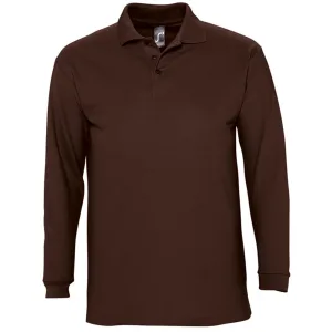 SOLS Heren-Winter II Poloshirt met lange mouwen van Piqué katoen (Chocolade)