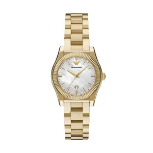 Emporio Armani  – dames horloge – goudkleurig met  band