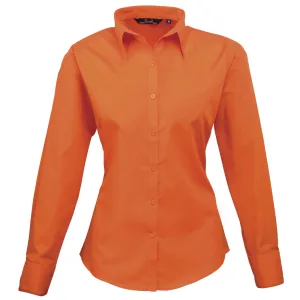 Premier Dames/Dames Popeline Blouse met Lange Mouwen (Oranje)
