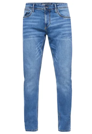 Blauwe used jeans broek “MELVIN” slim fit katoen stretch