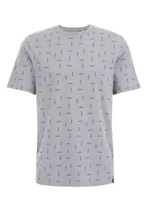 WE Fashion – Heren T-shirt met dessin – Slim Fit – Grijsblauw – Katoen –