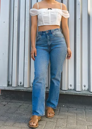 Witte top met strikdetail