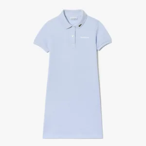 Meisjes Lacoste Juniors Crocodelle Logo Piqué Jurk in Blauw
