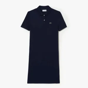 Damespolo Lacoste Supple Petit Piqué in blauw