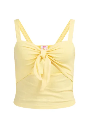 Mymo Ribgebreide top met bandjes Dames lichtgeel