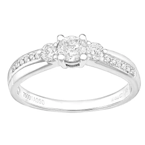 18kt witgouden ring met 0,5 ct diamant