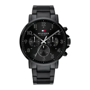 Tommy Hilfiger  zwarte heren horloge met zwarte wijzerplaat