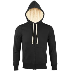 SOLS Sherpa Unisex Zip-Up Hooded Sweatshirt / Hoodie (Zwart)