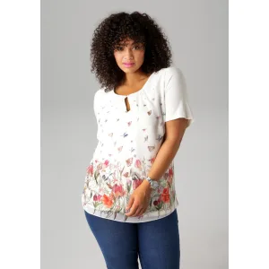 Aniston PLUS Shirtblouse met kleurrijke bloemenweide bedrukt