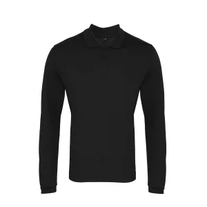 Premier Heren Coolchecker Pique Poloshirt met lange mouwen (Zwart)