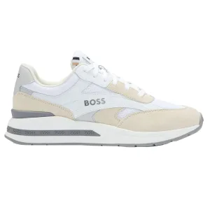 Boss Heren Kurt Leren Hardlooptrainers (Wit)