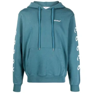 Gebroken witte kettingpijlontwerp, slim-fit eendgroene hoodie