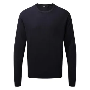 Premier Heren gebreid katoenen crew neck sweatshirt (Marine)