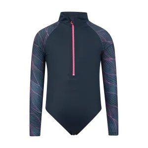 Mountain Warehouse Meisjes Mira Lines Rash Guard Zwempak (Marine)