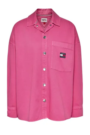 Tommy Jeans shacket van biologisch katoen roze
