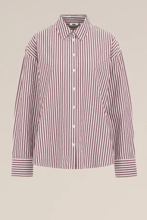 WE Fashion – Dames Gestreepte blouse – Boxy Fit – Donkerrood –