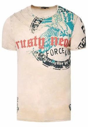 gewassen T-shirt met adelaarprint