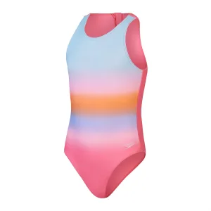 Speedo Hydrasuit met opdruk voor meisjes in Roze, blauw
